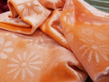 Orange Stardust  Stretch Velvet  Embossed Floral  Fabric Sold by Yard