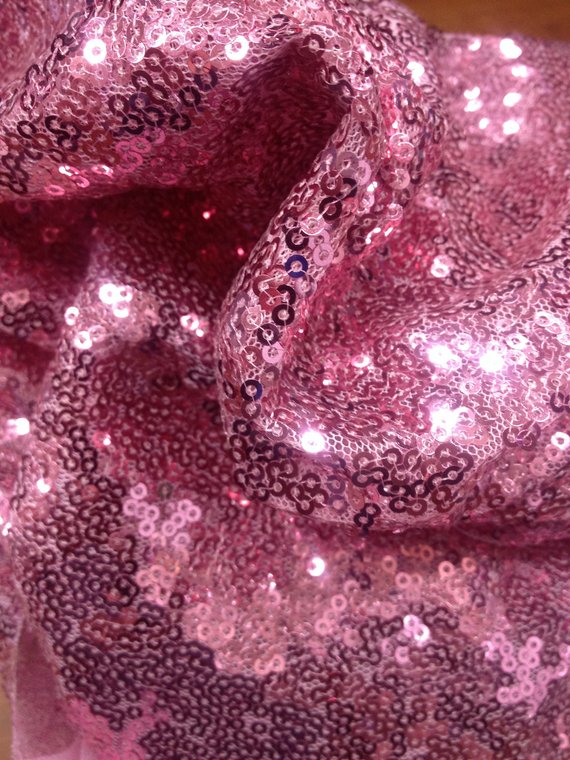 Shason Textile Spangle Sequin Glitter Knit Fabric, Hot Pink