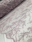 Elegant 54" Jade French Floral Design with Sequins Lace in Mesh by  yards