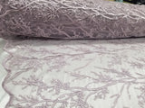 Elegant 54" Jade French Floral Design with Sequins Lace in Mesh by  yards