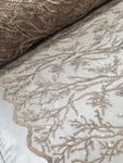 Elegant 54" Dk.Champagne French Floral Design with Sequins Lace in Mesh by  yards