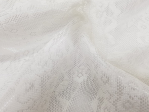 Ivory Daisy Allover Rigid Embroidery Mesh Tulle Net By Yard