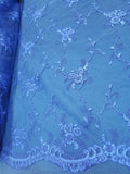 Royal Blue Bridal Wedding Floral Mesh Lace Fabric by Yard