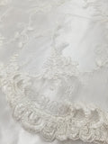 Off White Bridal Wedding Floral Mesh Lace Fabric by Yard