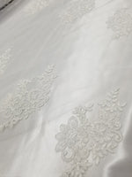 54" Off White French Floral Design Lace in Mesh by the Yard