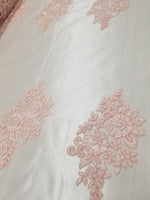 54" Pink French Floral Design Lace in Mesh by the Yard