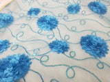 Assorted Colors Fancy Lace  52 inches Wide Sequined with Metallic Silver and 3D Flowers Sold by Yard