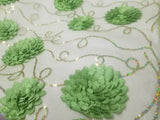 Assorted Colors Fancy Lace  52 inches Wide Sequined with Metallic Silver and 3D Flowers Sold by Yard