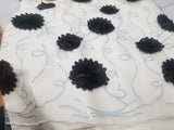 Assorted Colors Fancy Lace  52 inches Wide Sequined with Metallic Silver and 3D Flowers Sold by Yard