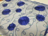 Assorted Colors Fancy Lace  52 inches Wide Sequined with Metallic Silver and 3D Flowers Sold by Yard