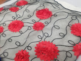 Assorted Colors Fancy Lace  52 inches Wide Sequined with Metallic Silver and 3D Flowers Sold by Yard