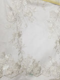 Elegant White Lace Embroidered Sequined Appliques Lace Fabric for Dress, Wedding Gowns, Bridal Supplies