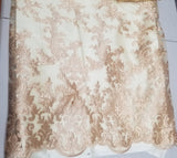54" Elegant French Floral Design Lace in Mesh by The Yard
