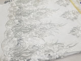 54" Elegant French Floral Design Lace in Mesh by The Yard