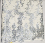 54" Elegant French Floral Design Lace in Mesh by The Yard