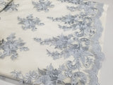 54" Elegant French Floral Design Lace in Mesh by The Yard