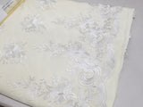 54" Elegant French Floral Design Lace in Mesh by The Yard