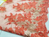54" Elegant French Floral Design Lace in Mesh by The Yard