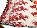 54" Elegant French Floral Design Lace in Mesh by The Yard