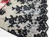 54" Elegant French Floral Design Lace in Mesh by The Yard