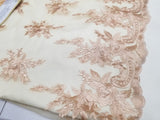 54" Elegant French Floral Design Lace in Mesh by The Yard