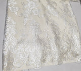 54" Elegant French Floral Design Lace in Mesh by The Yard