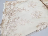 54" Elegant French Floral Design Lace in Mesh by The Yard