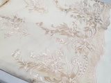 54" Elegant French Floral Design Lace in Mesh by The Yard