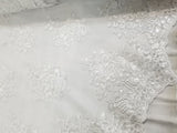 Elegant White Embroidery with Sequins 51" Floral in Mesh by Yard