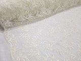 Ivory Full Embroidered on A Mesh Lace Fabric for Tablecloths, Costumes, Decorations, Runners by the Yard