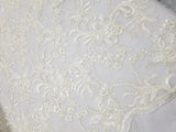 Ivory Full Embroidered on A Mesh Lace Fabric for Tablecloths, Costumes, Decorations, Runners by the Yard