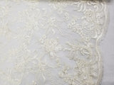 Ivory Full Embroidered on A Mesh Lace Fabric for Tablecloths, Costumes, Decorations, Runners by the Yard