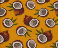 Coconut Print Poly Cotton Fabric ( Mustard ) By The Yard