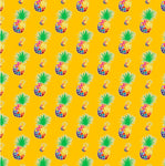 Pineapple Print Poly Cotton Fabric ( Yellow ) By The Yard