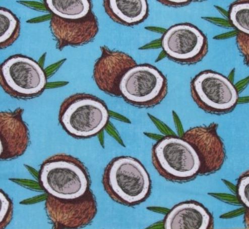 Coconut Print Poly Cotton Fabric ( Blue ) By The Yard