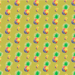 Pineapple Print Poly Cotton Fabric ( Green ) By The Yard