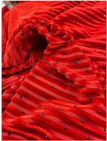 Red Stripe Jacquard Silk Korea Stretch Velvet Fabric For Dress by Yard