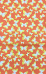 Butterfly Print Poly Cotton Fabric ( Orange ) By The Yard