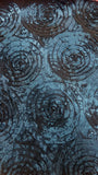 Dark Teal Spiral Rosette Taffeta Fabric Sold By Yard 54" Width