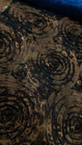 Dark Brown Spiral Rosette Taffeta Fabric Sold By Yard 54" Width