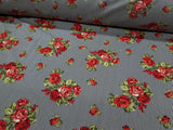 100% Cotton Floral Prints with Black Stripes  ( 60"-1 YARD) Used For Sewing, Masks, Apparel, Fashion