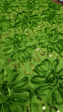Gorgeous Lime Green Floral Poly Satin Rosette with Sequins Fabric by the Yard