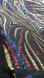 New Exquisite Multicolor Sequins and Black Metallic in Mesh Fabric By Yard