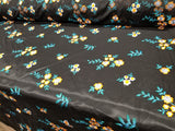 Orange/Blue Floral Embroidery Black Mesh Lace Bridal Wedding Mesh Fabric by Yard