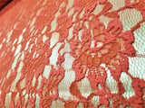 Coral 4 way Stretch Fabric Soft Elastic Floral Lace Fabric, Evening Dress Lace Fabric Sold by Yard