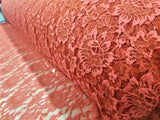 Coral 4 way Stretch Fabric Soft Elastic Floral Lace Fabric, Evening Dress Lace Fabric Sold by Yard