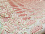 Gorgeous Multicolor Bridal Wedding Floral Mesh Lace Fabric by Yard