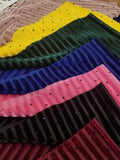 Hunter Green Stripe Jacquard Silk Korea Stretch Velvet Fabric For Dress by Yard