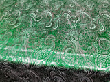 Elegant Silver Paisley Green Metallic Jacquard Brocade 60" By the Yard