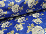 Elegant Royal Blue/Silver Floral Metallic Jacquard Brocade 60" By the Yard